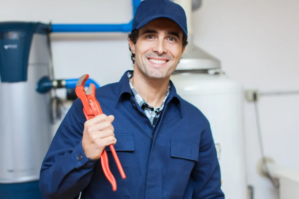 Plumber repairing an hot-water heater